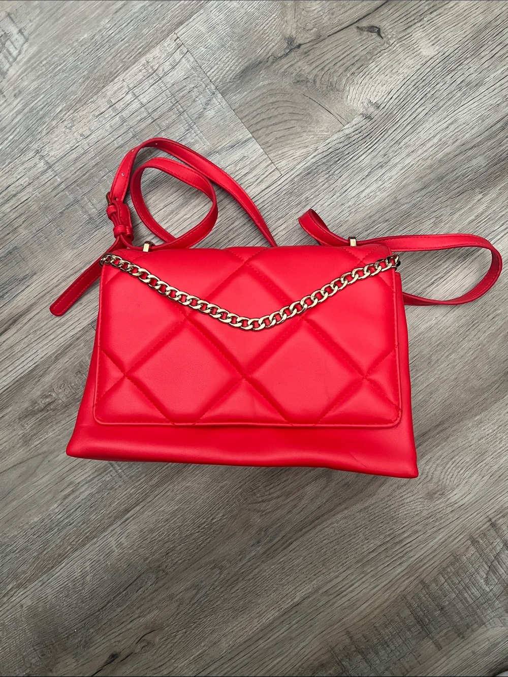 a new day Red Quilted Crossbody with Gold Chain Accent